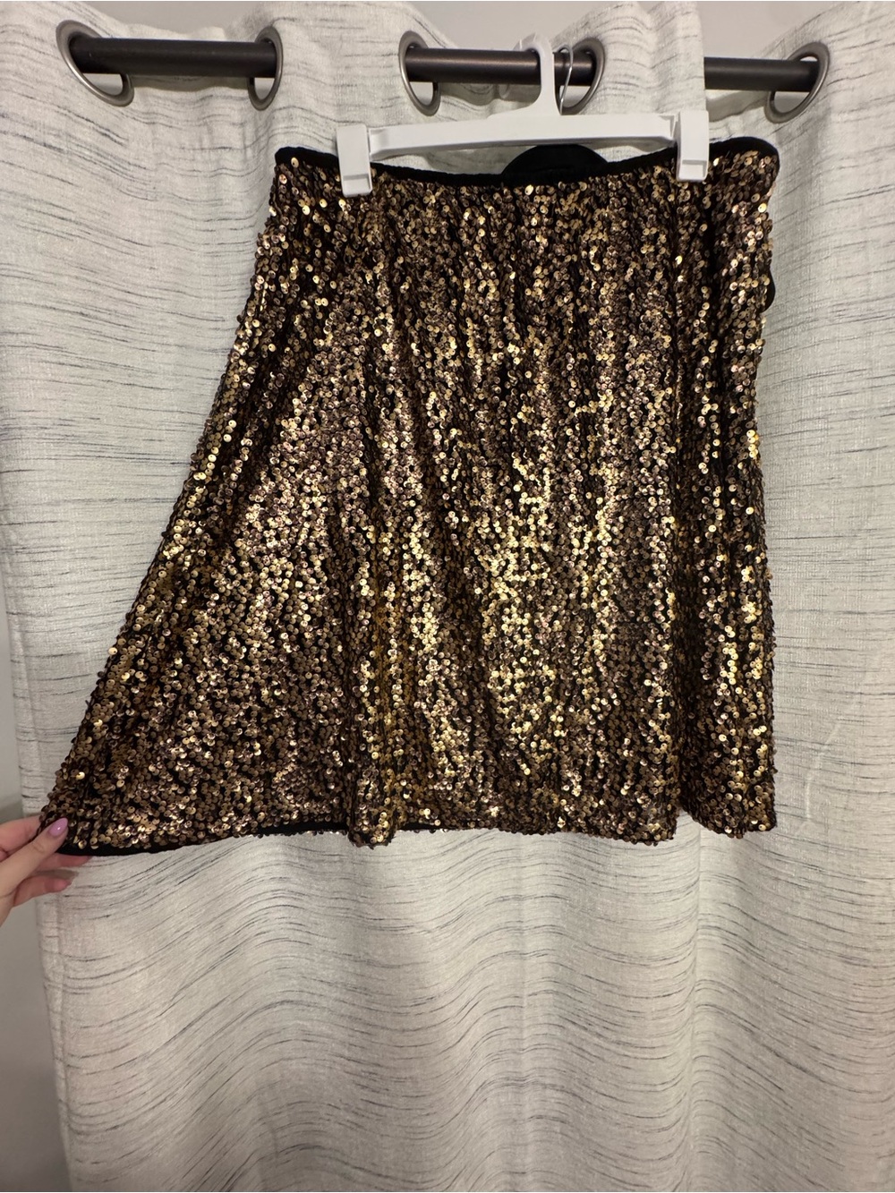 Women's Gold Knee Length Sequin A-Line Skirt